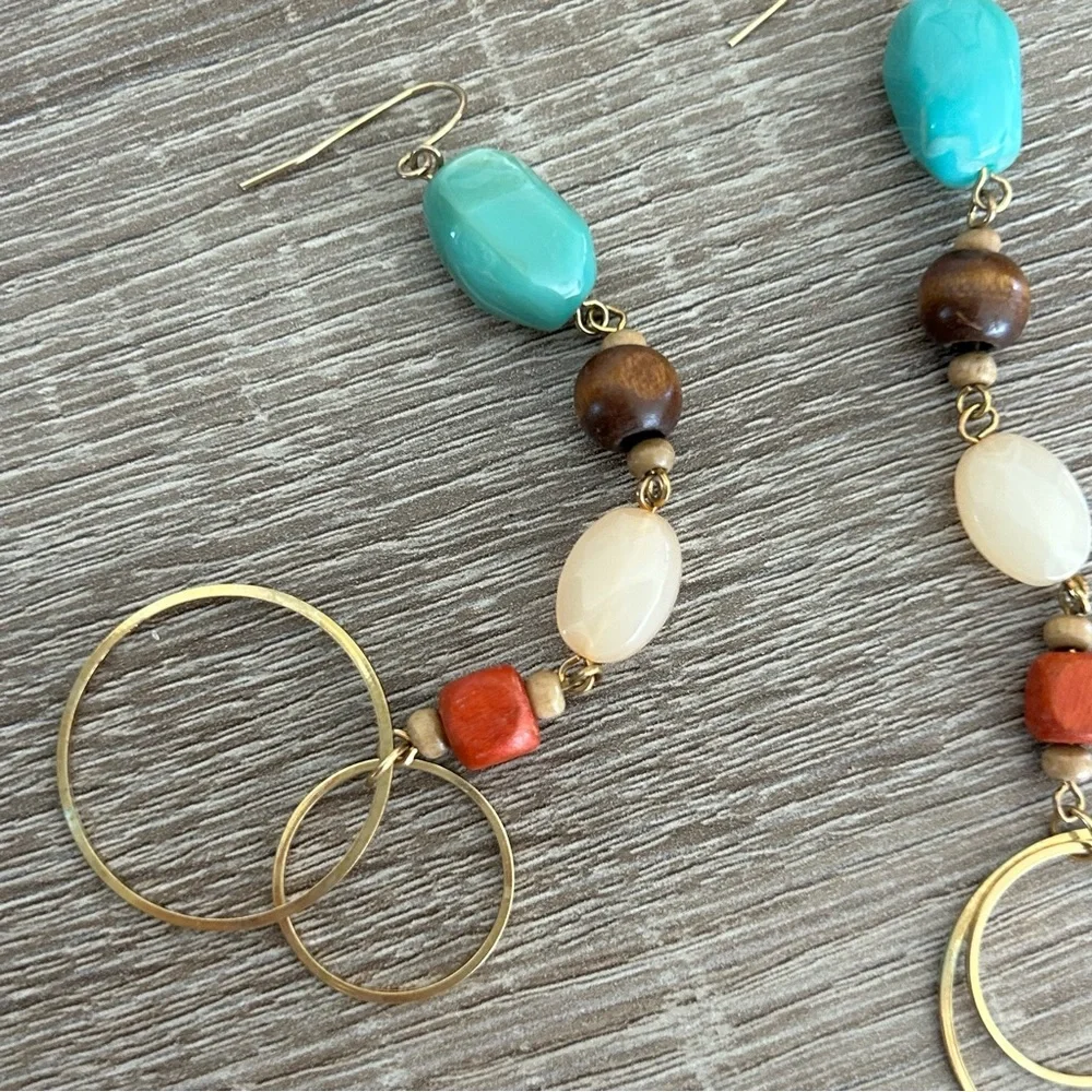 Multi Stone Drop Statement Earrings - Picture 9 of 11